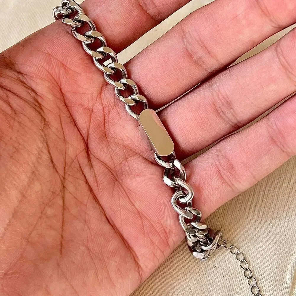 y2k silver cuban link stainless steel tennis chain bracelet